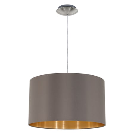 1x60W Pendant W/ Satin Nickel Finish & Cappucino & Gold Shade